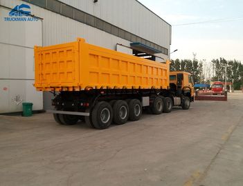 Semi camion à benne basculante inférieure résistant de remorque 50 tonnes avec le levage hydraulique